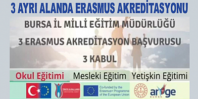 Bursa Milli Eğitim Müdürlüğü'ne 3 Ayrı Alanda Erasmus Akreditasyonu