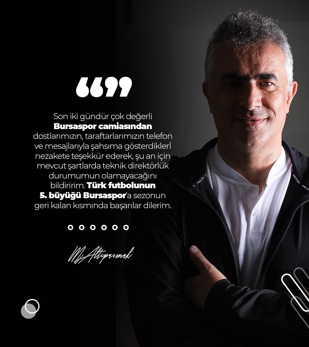 Mehmet Altıparmaktan Bursaspor Açıklaması